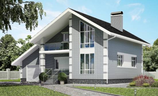 190-006-Л Проект двухэтажного дома с мансардным этажом и гаражом, средний домик из газосиликатных блоков Кондопога | Проекты домов от House Expert
