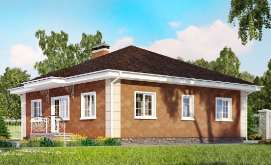 100-001-Л Проект одноэтажного дома, скромный загородный дом из пеноблока Сегежа | Проекты одноэтажных домов от House Expert