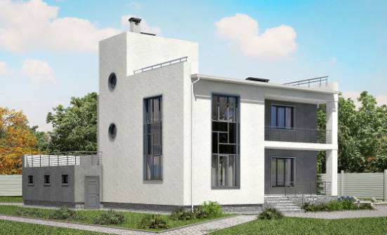 255-001-П Проект двухэтажного дома, гараж, красивый дом из твинблока Кемь | Проекты домов от House Expert