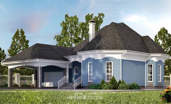 180-007-Л Проект двухэтажного дома с мансардой, гараж, классический загородный дом из арболита Кондопога | Проекты домов от House Expert