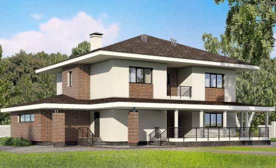 275-002-П Проект двухэтажного дома и гаражом, красивый дом из кирпича Кемь | Проекты домов от House Expert