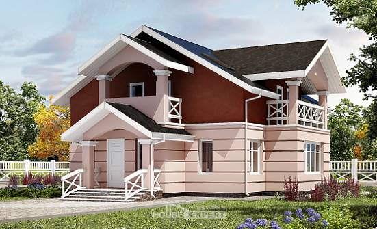 155-009-Л Проект двухэтажного дома с мансардным этажом, бюджетный домик из теплоблока Костомукша | Проекты домов от House Expert