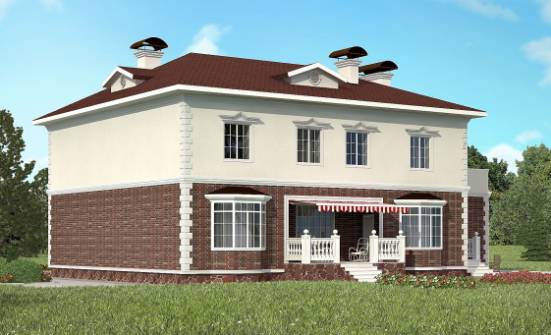 380-001-Л Проект двухэтажного дома и гаражом, классический коттедж из кирпича Лахденпохья | Проекты домов от House Expert