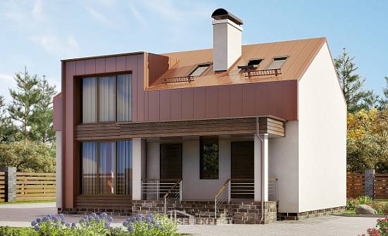 120-004-Л Проект двухэтажного дома мансардой, бюджетный домик из поризованных блоков Сегежа | Проекты домов от House Expert