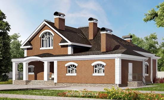 400-003-П Проект двухэтажного дома с мансардой, классический дом из бризолита Кондопога | Проекты домов от House Expert