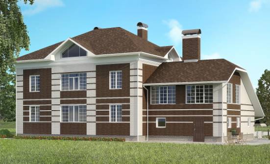505-002-Л Проект трехэтажного дома и гаражом, уютный загородный дом из кирпича Питкяранта | Проекты домов от House Expert