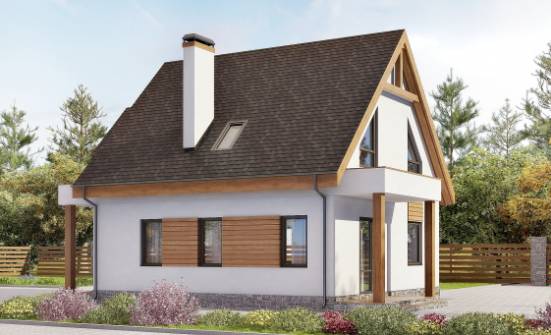 120-005-П Проект двухэтажного дома мансардой, гараж, красивый домик из арболита Сортавала | Проекты домов от House Expert