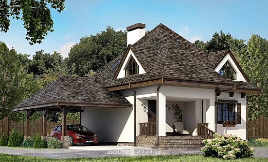 110-002-Л Проект двухэтажного дома с мансардой, гараж, доступный домик из газобетона Олонец | Проекты домов от House Expert
