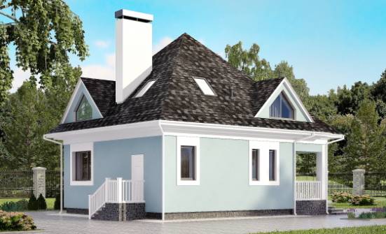 110-001-Л Проект двухэтажного дома с мансардным этажом, скромный коттедж из газобетона Лахденпохья | Проекты домов от House Expert