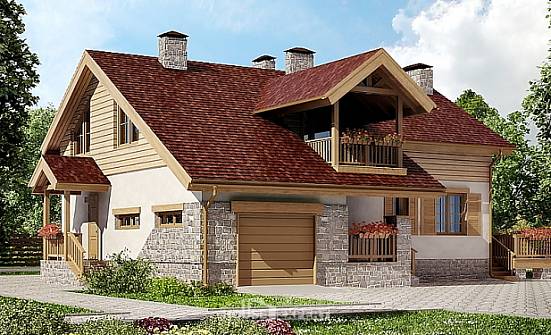 165-002-П Проект двухэтажного дома мансардный этаж, гараж, уютный загородный дом из пеноблока Суоярви | Проекты домов от House Expert