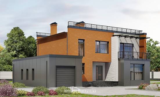 260-002-Л Проект двухэтажного дома, гараж, красивый коттедж из теплоблока Кемь | Проекты домов от House Expert