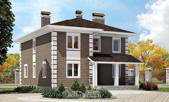 185-002-П Проект двухэтажного дома, экономичный коттедж из теплоблока Лахденпохья | Проекты домов от House Expert