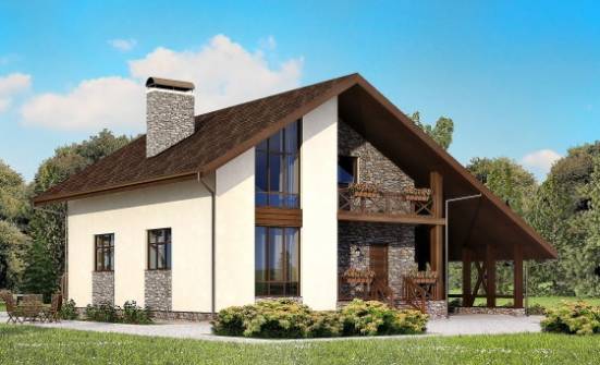 155-007-П Проект двухэтажного дома мансардой и гаражом, доступный домик из пеноблока Костомукша | Проекты домов от House Expert