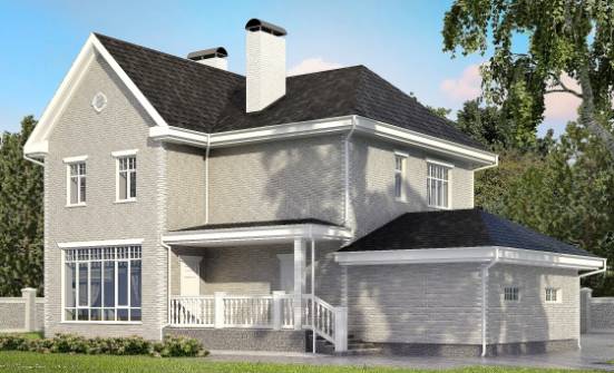 190-001-Л Проект двухэтажного дома и гаражом, современный дом из кирпича Олонец | Проекты домов от House Expert