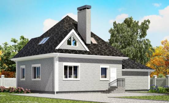 135-001-Л Проект двухэтажного дома с мансардой, гараж, недорогой коттедж из кирпича Костомукша | Проекты домов от House Expert