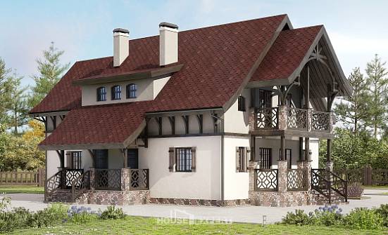 180-014-П Проект двухэтажного дома с мансардой, доступный домик из блока Сортавала | Проекты домов от House Expert