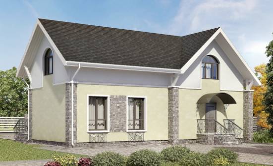 150-012-П Проект двухэтажного дома с мансардой, компактный домик из теплоблока Кондопога | Проекты домов от House Expert