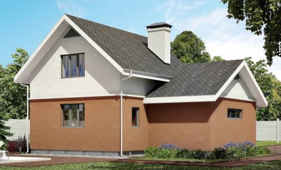 120-002-Л Проект двухэтажного дома мансардой, гараж, экономичный домик из керамзитобетонных блоков Сегежа | Проекты домов от House Expert