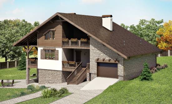 300-003-П Проект трехэтажного дома мансардный этаж и гаражом, уютный домик из кирпича Сегежа | Проекты домов от House Expert