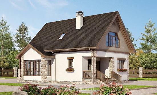 140-002-Л Проект двухэтажного дома с мансардой, простой дом из арболита Суоярви | Проекты домов от House Expert