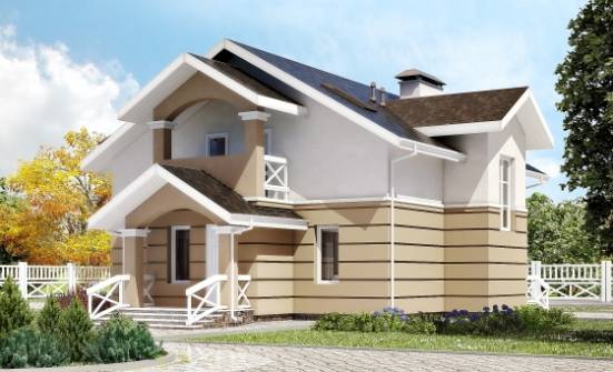 155-009-П Проект двухэтажного дома с мансардным этажом, классический дом из арболита Кондопога | Проекты домов от House Expert