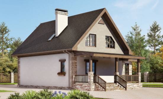 140-002-Л Проект двухэтажного дома с мансардой, простой дом из арболита Суоярви | Проекты домов от House Expert