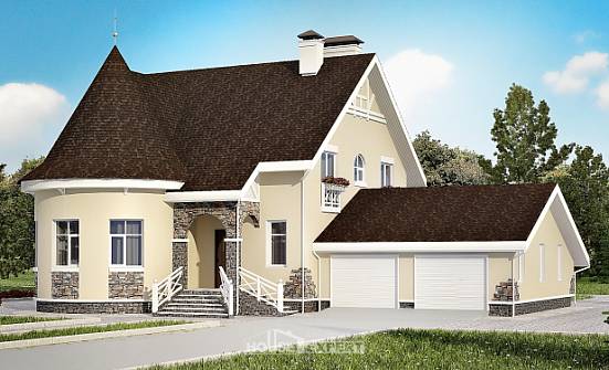 275-001-Л Проект двухэтажного дома мансардой и гаражом, современный домик из кирпича Костомукша | Проекты домов от House Expert