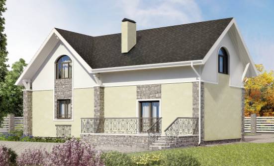 150-012-П Проект двухэтажного дома с мансардой, компактный домик из теплоблока Кондопога | Проекты домов от House Expert