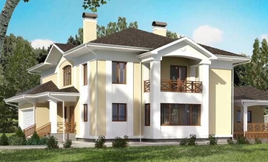 375-002-Л Проект двухэтажного дома и гаражом, классический коттедж из кирпича Петрозаводск | Проекты домов от House Expert