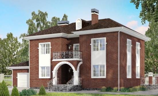 180-006-Л Проект двухэтажного дома и гаражом, средний загородный дом из кирпича Олонец | Проекты домов от House Expert