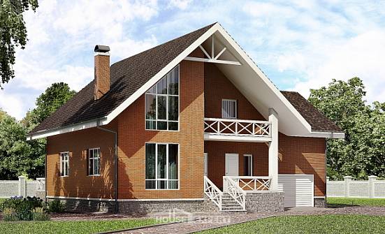 215-001-П Проект двухэтажного дома с мансардой и гаражом, просторный коттедж из бризолита Сортавала | Проекты домов от House Expert