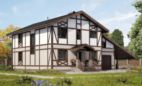 250-002-П Проект двухэтажного дома мансардой, гараж, просторный домик из кирпича Олонец | Проекты домов от House Expert