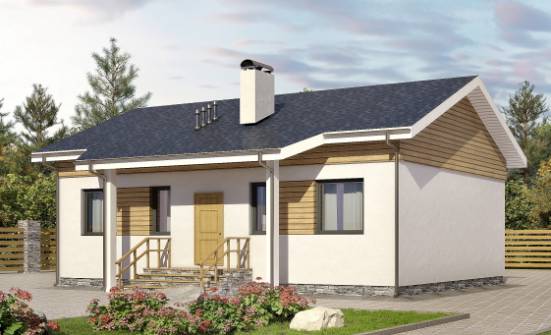 080-004-П Проект одноэтажного дома, маленький дом из пеноблока Суоярви | Проекты домов от House Expert