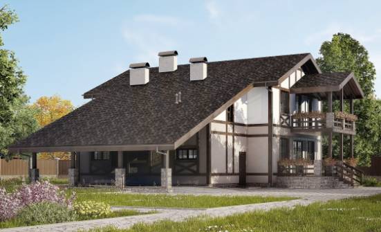 250-002-П Проект двухэтажного дома мансардой, гараж, просторный домик из кирпича Олонец | Проекты домов от House Expert