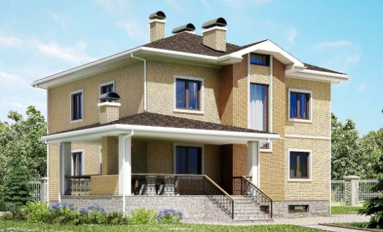 350-002-Л Проект трехэтажного дома и гаражом, классический загородный дом из кирпича Сортавала | Проекты домов от House Expert
