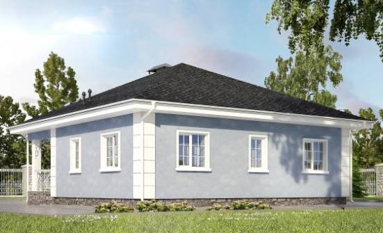 100-001-П Проект одноэтажного дома, небольшой дом из пеноблока Петрозаводск | Проекты одноэтажных домов от House Expert
