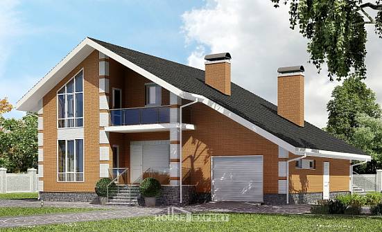 190-006-П Проект двухэтажного дома мансардный этаж и гаражом, уютный коттедж из теплоблока Кондопога | Проекты домов от House Expert