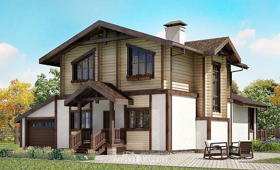190-004-П Проект двухэтажного дома с мансардой, гараж, уютный коттедж из поризованных блоков из дерева Суоярви | Проекты домов от House Expert