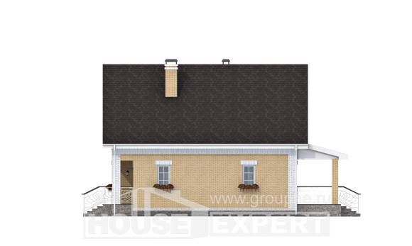 130-004-П Проект двухэтажного дома с мансардным этажом, скромный коттедж из поризованных блоков, Олонец