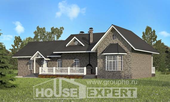 195-001-П Проект одноэтажного дома, классический домик из кирпича Кондопога, House Expert