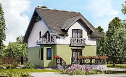 120-003-П Проект двухэтажного дома мансардой, бюджетный загородный дом из арболита Олонец, House Expert