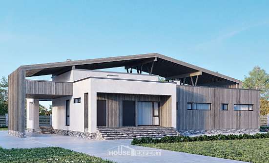 170-011-Л Проект одноэтажного дома, скромный коттедж из кирпича Костомукша | Проекты домов от House Expert