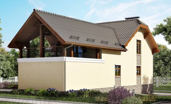 255-003-П Проект трехэтажного дома с мансардой и гаражом, средний домик из блока Кондопога | Проекты домов от House Expert