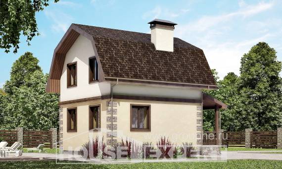 070-004-П Проект двухэтажного дома с мансардой, компактный коттедж из блока, Костомукша
