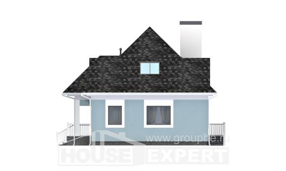 110-001-Л Проект двухэтажного дома мансардой, компактный коттедж из теплоблока Костомукша, House Expert