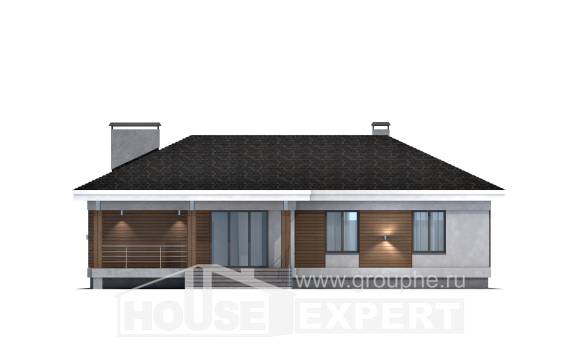 165-001-П Проект одноэтажного дома и гаражом, бюджетный дом из поризованных блоков Сортавала, House Expert