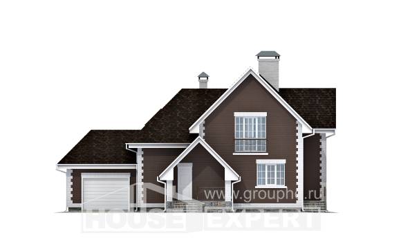 190-003-Л Проект двухэтажного дома с мансардным этажом и гаражом, современный дом из поризованных блоков Олонец, House Expert