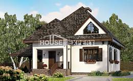 110-002-Л Проект двухэтажного дома мансардой и гаражом, скромный дом из пеноблока Сортавала, House Expert
