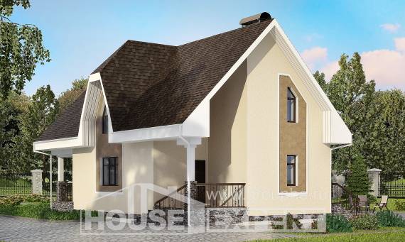 125-001-Л Проект двухэтажного дома мансардный этаж, доступный загородный дом из пеноблока Олонец, House Expert