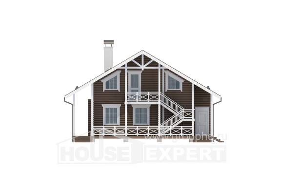 080-001-П Проект двухэтажного дома с мансардным этажом, миниатюрный домик из дерева Сортавала, House Expert